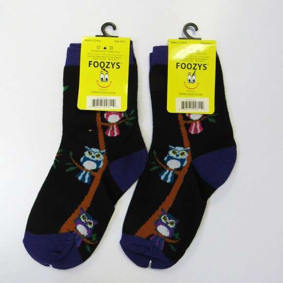 2 Pairs Foozys Kids Collection Girls Novelty Fun Socks Owl Print - Picture 2 of 2